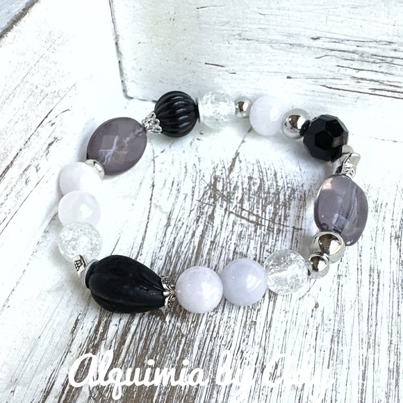 Light jade big, beaded bracelet purple -0mm chunky purple - Picture 1 of 1